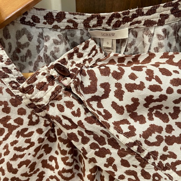 J. Crew animal print linen top 3/4 sleeve - Picture 4 of 8